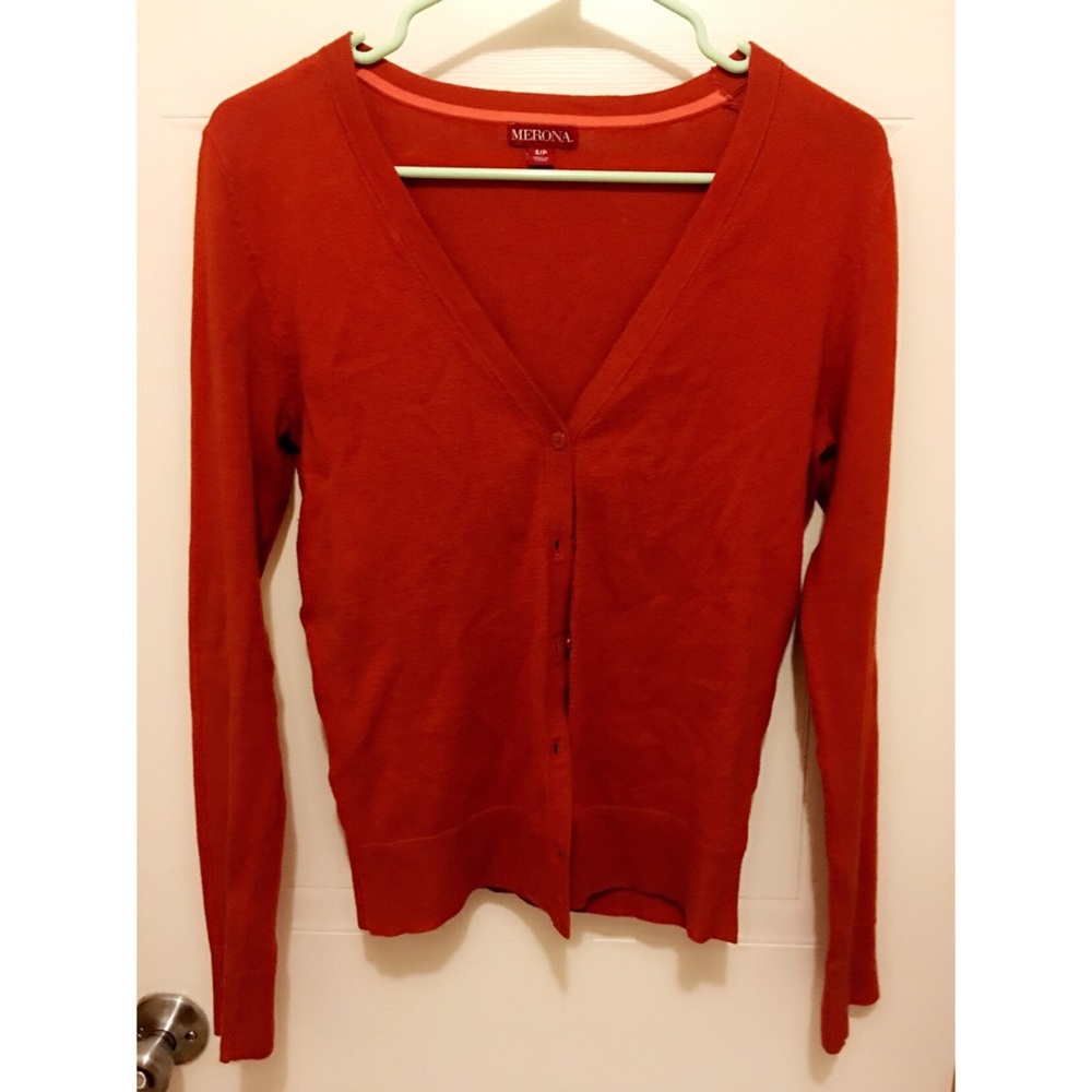 Burnt orange cardigan. Like new.